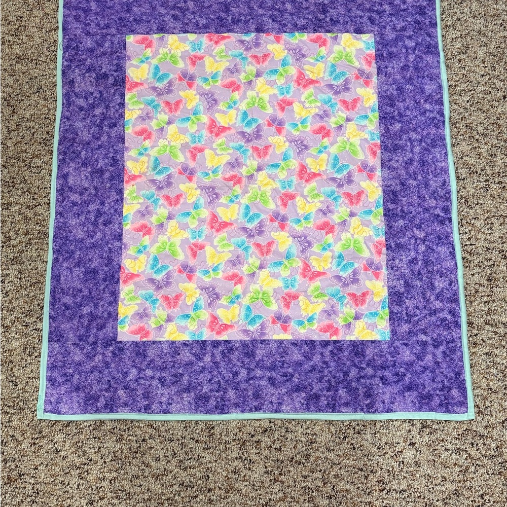 Colorful Butterfly Quilt with Purple Border